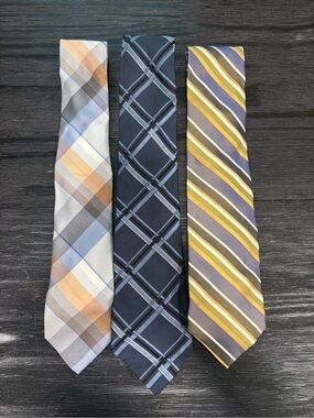 Classic Men's Neckties Express and CK 100% Silk- Blue, Navy & Multi Stripes
